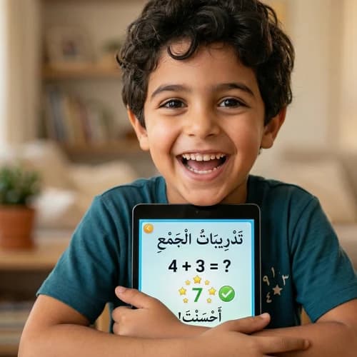 ילדה לומדת עם טאבלט